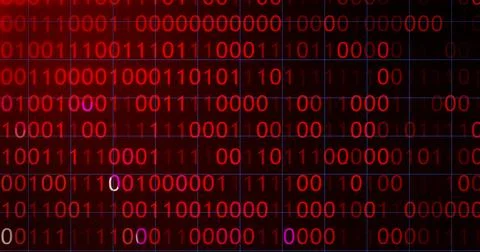 BINARY CODE 3D BG WITH CAMERA MOVEMENT. ABSTRACT BINARY 0 AND 1 CODE FALLIN.. Illustrazione stock