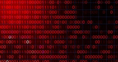 BINARY CODE 3D BG WITH CAMERA MOVEMENT. ABSTRACT BINARY 0 AND 1 CODE FALLIN.. Illustrazione stock