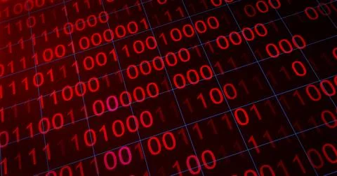 BINARY CODE 3D BG WITH CAMERA MOVEMENT. ABSTRACT BINARY 0 AND 1 CODE FALLIN.. Stock Illustration