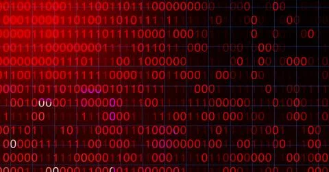 BINARY CODE 3D BG WITH CAMERA MOVEMENT. ABSTRACT BINARY 0 AND 1 CODE FALLIN.. イラスト素材