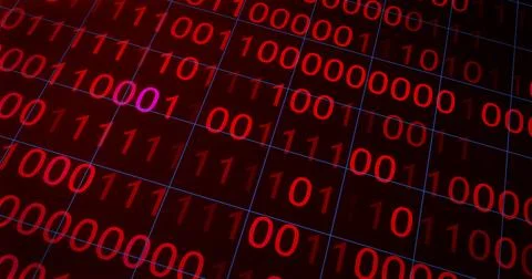 BINARY CODE 3D BG WITH CAMERA MOVEMENT. ABSTRACT BINARY 0 AND 1 CODE FALLIN.. Stock Illustration