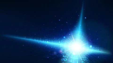 Binary code in abstract cyberspace, blue background, big data in cloud service Stock Illustration