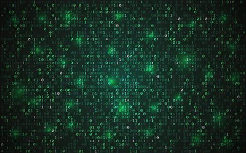 Binary code. Abstract matrix background. Futuristic data design. Digital gree Stock Illustration