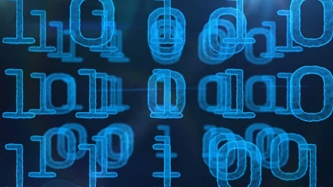 Binary code, abstract numbers on screen, blue hacking or programming background Video stock 87464448