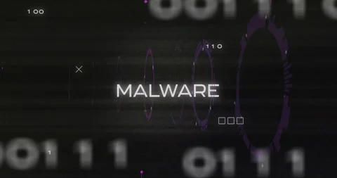 Binary code with abstract purple shapes creating digital malware animation Stock Footage 305729531