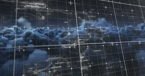 Binary code against clouds during night 4k Video stock 79295510