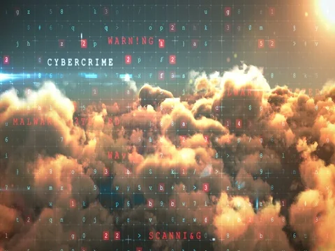 Binary code against white clouds 4k Video stock 79295088