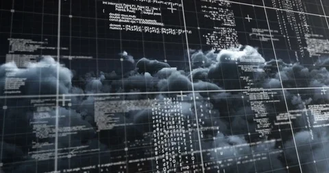 Binary code against white clouds 4k Video stock 79295093