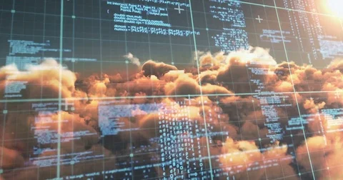 Binary code against white clouds 4k Video stock 79295099