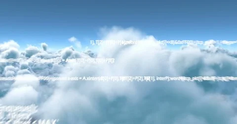 Binary code against white clouds 4k Video stock 79295125