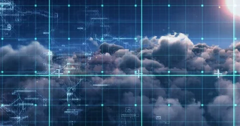 Binary code against white clouds 4k Video stock 79295139