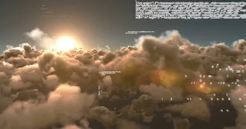 Binary code against white clouds 4k Video stock 79295168