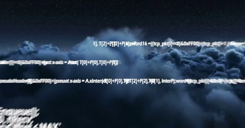 Binary code against white clouds 4k Video stock 79295223