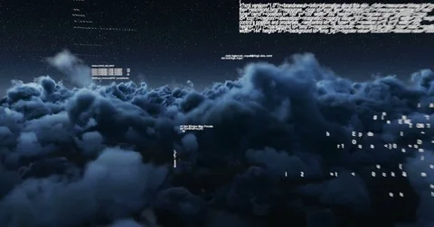 Binary code against white clouds 4k Video stock 79295247
