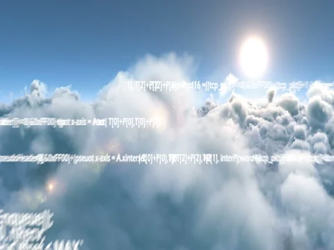 Binary code against white clouds 4k Video stock 79295369