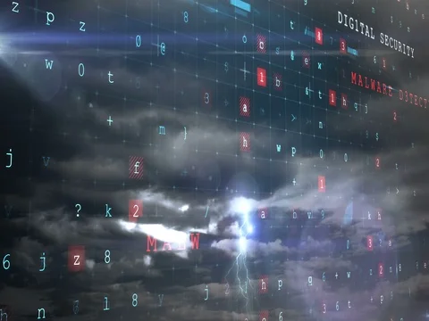 Binary code against white clouds 4k Video stock 79295456