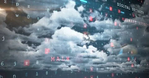 Binary code against white clouds 4k Video stock 79295522