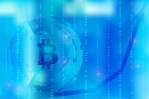 Binary code and bitcoin symbol in blue, vector background Stock Illustration