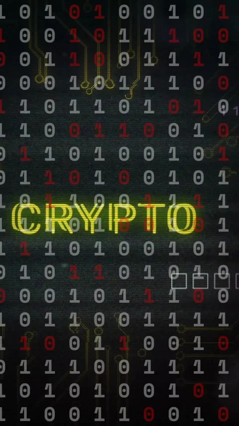 Binary code and circuit lines with CRYPTO text animation Stock Footage 319977000
