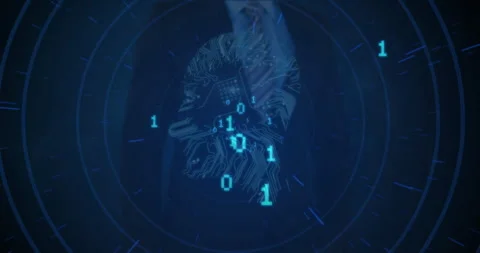 Binary code and circuit pattern animation over abstract digital background Stock Footage 304859383