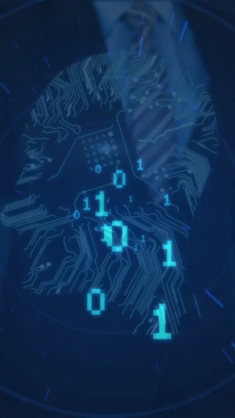 Binary code and circuit pattern animation over abstract digital background Stock Footage 319617867