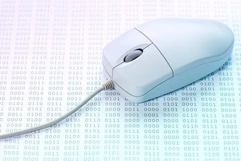 Binary code and computer mouse Binary code and a computer mouse. Concept o... Foto stock
