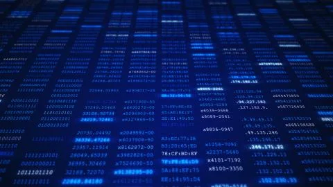 Binary Code and Data Encryption on Network Technology Illustrazione stock