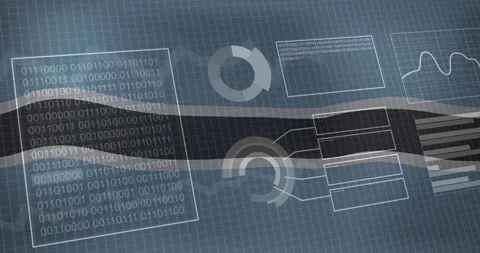 Binary code and data processing animation over Botswana flag and technical grid Video stock 306434904