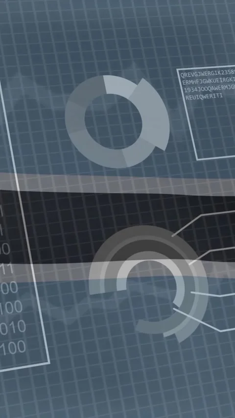 Binary code and data processing animation over Botswana flag and technical grid Video stock 320093317