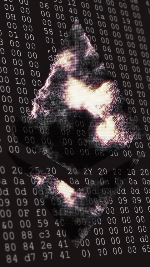 Binary code and data processing animation over abstract shape Stock Footage 320093557