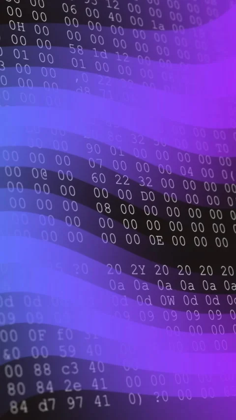 Binary code and data processing animation over digital screen with purple Stock Footage 320093560