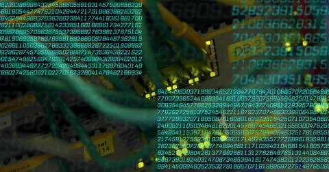 Binary code and data processing over network cables and server hardware 스톡 사진