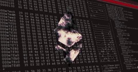 Binary code and data processing image over abstract shape Stock Photos