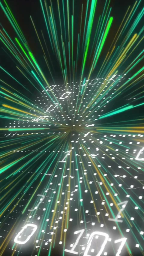 Binary code and data streams in digital matrix animation Stock Footage 320093195