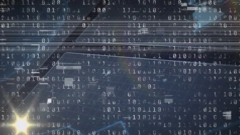 Binary code and digital data processing animation over abstract blue background Stock Footage 303415082