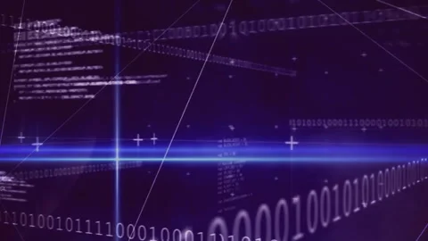Binary code and digital data processing animation over dark blue background Stock Footage 303528412