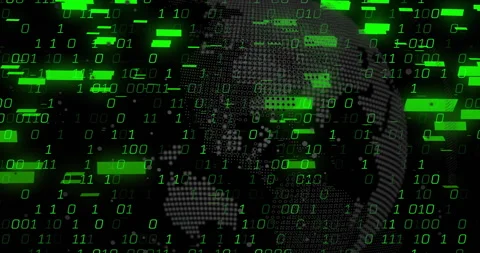 Binary code and digital data processing over pixelated human face animation Video stock 306636987