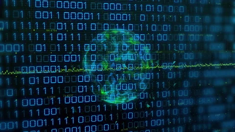 Binary code and digital globe animation over data processing background 動画素材 306720007