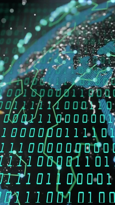 Binary code and digital globe, data processing animation 動画素材 319223318