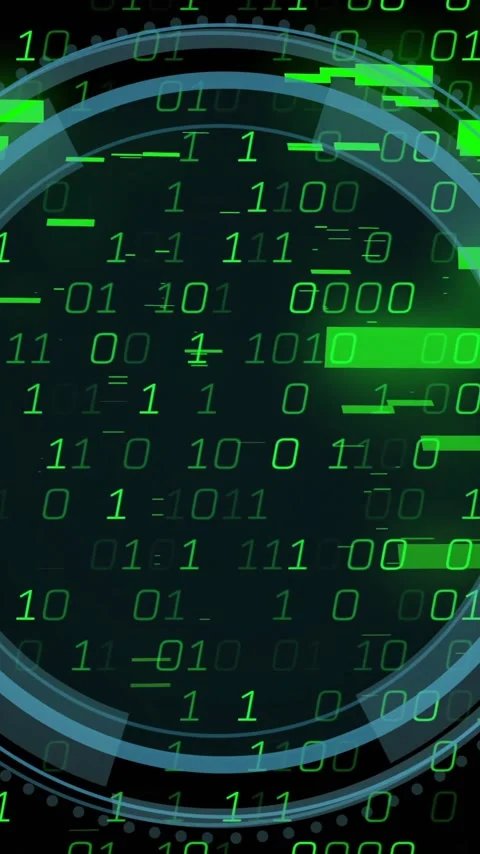Binary code and digital interface animation over green background Stock Footage 320150462
