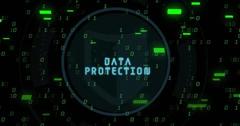 Binary code and digital interface image over green background Foto stock