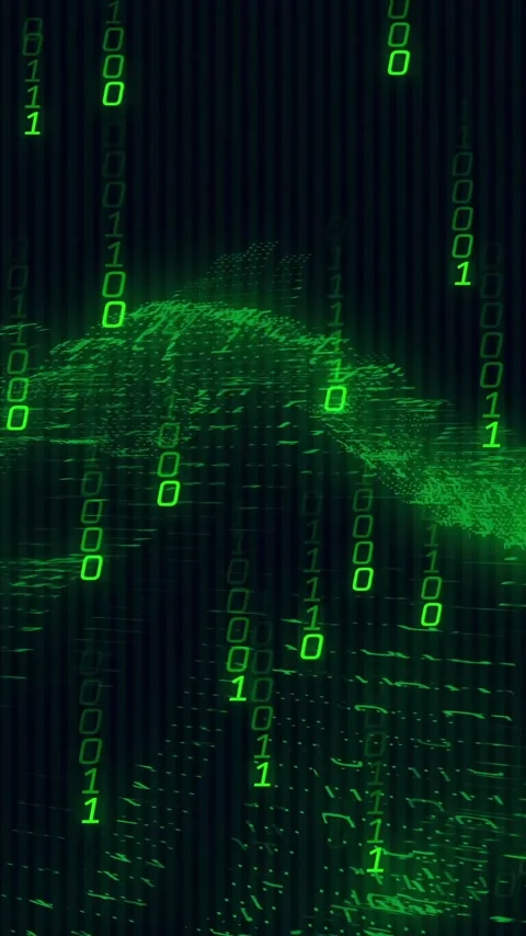 Binary code and digital wave animation over dark background Video stock 320150666