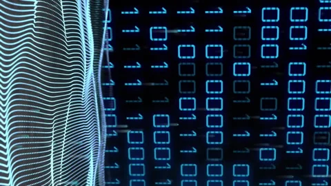 Binary code and digital waves, data processing animation Stock Footage 312386577
