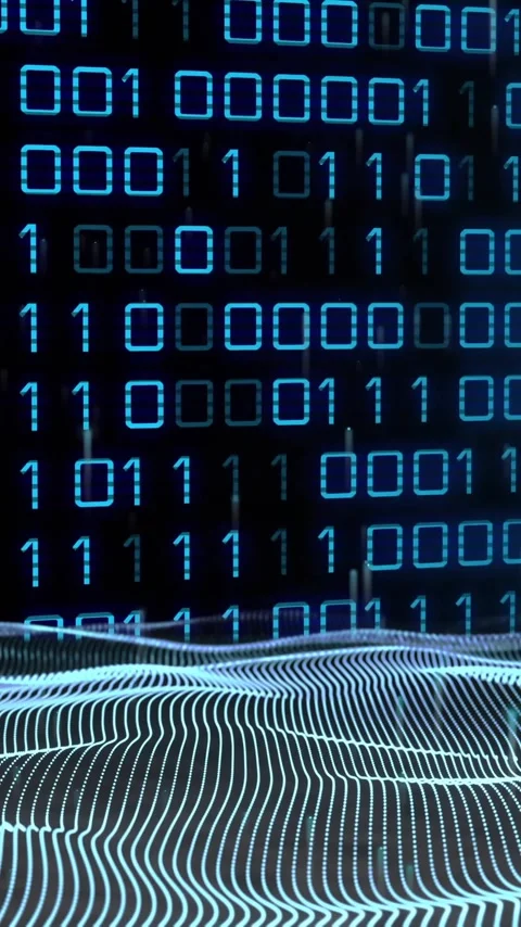 Binary code and digital waves, data processing animation Stock Footage 323780790