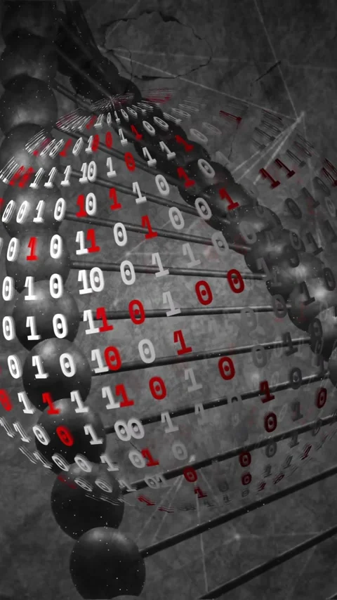 Binary code and DNA strand, scientific data processing animation Stock Footage 319746067