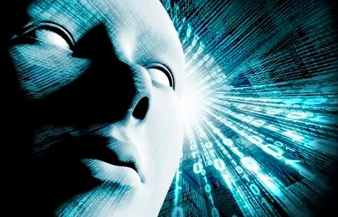 Binary code and face Illustrazione stock