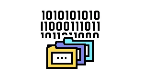 Binary code and folders color icon animation 動画素材 157252857