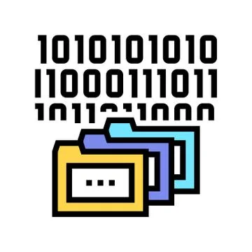 Binary code and folders color icon vector illustration Illustrazione stock