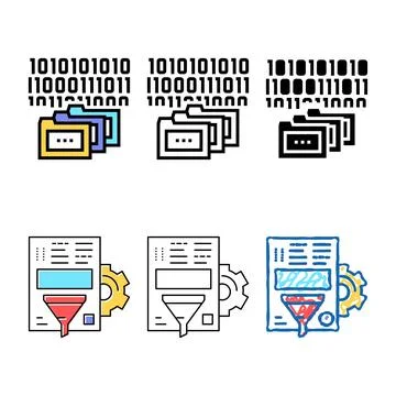 Binary code and folders color range icon vector 库存插图