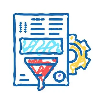 Binary code and folders icon doodle illustration 스톡 일러스트